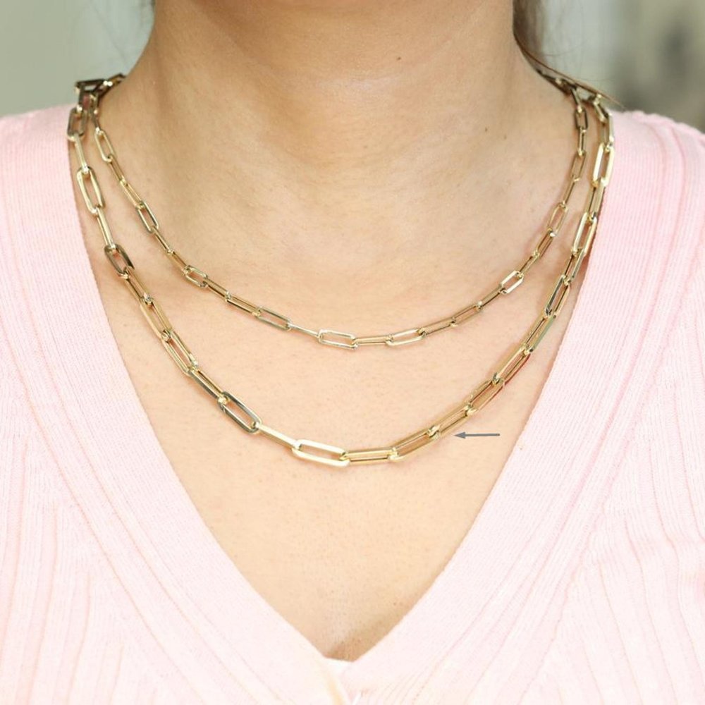 Rachel Koen Paper Clip Link Chain Necklace 14K Yellow Gold 18 inches